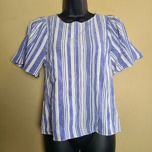 Cabi Linen Blend Striped Top